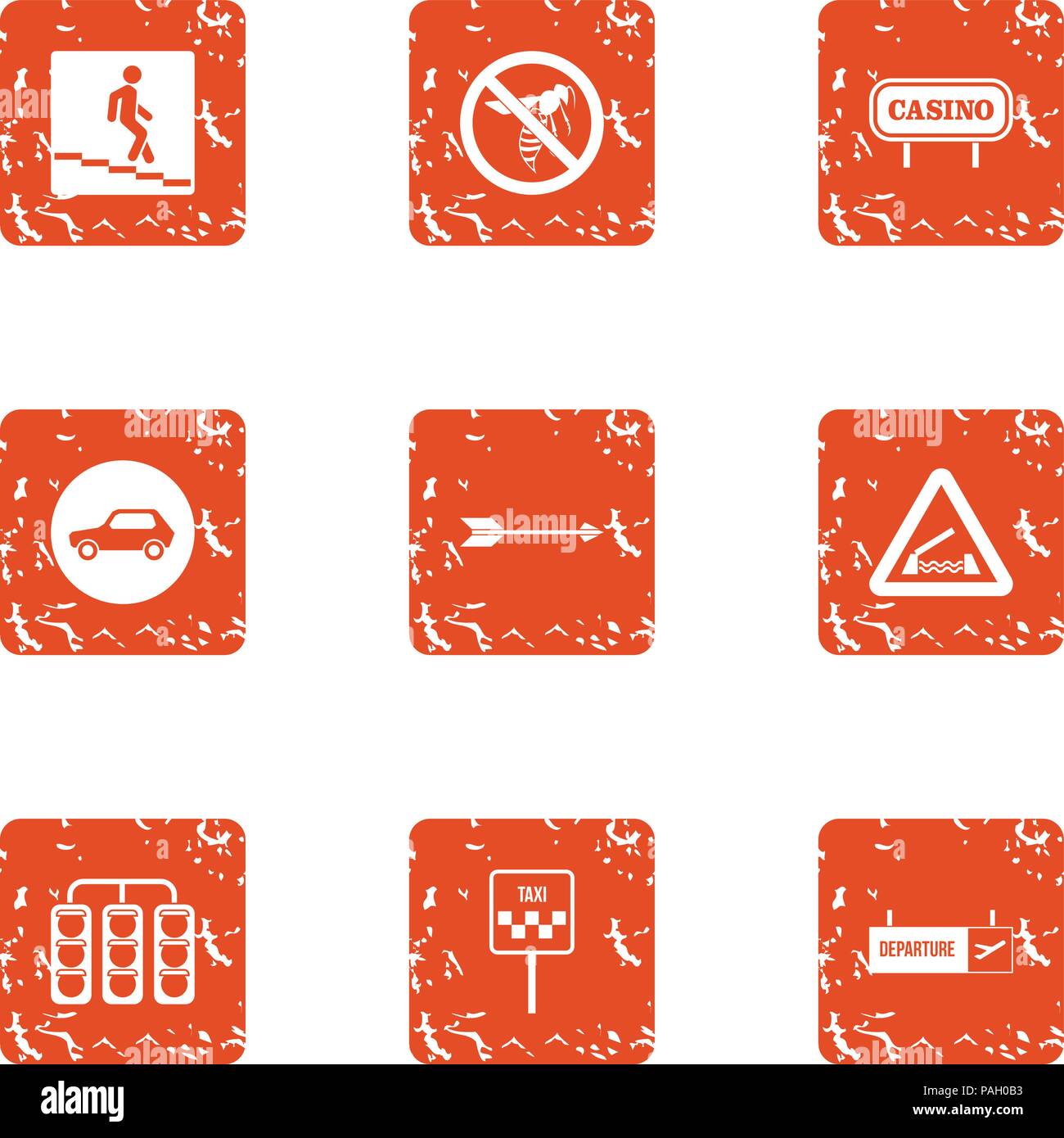 Underpass icons set, grunge style Stock Vector