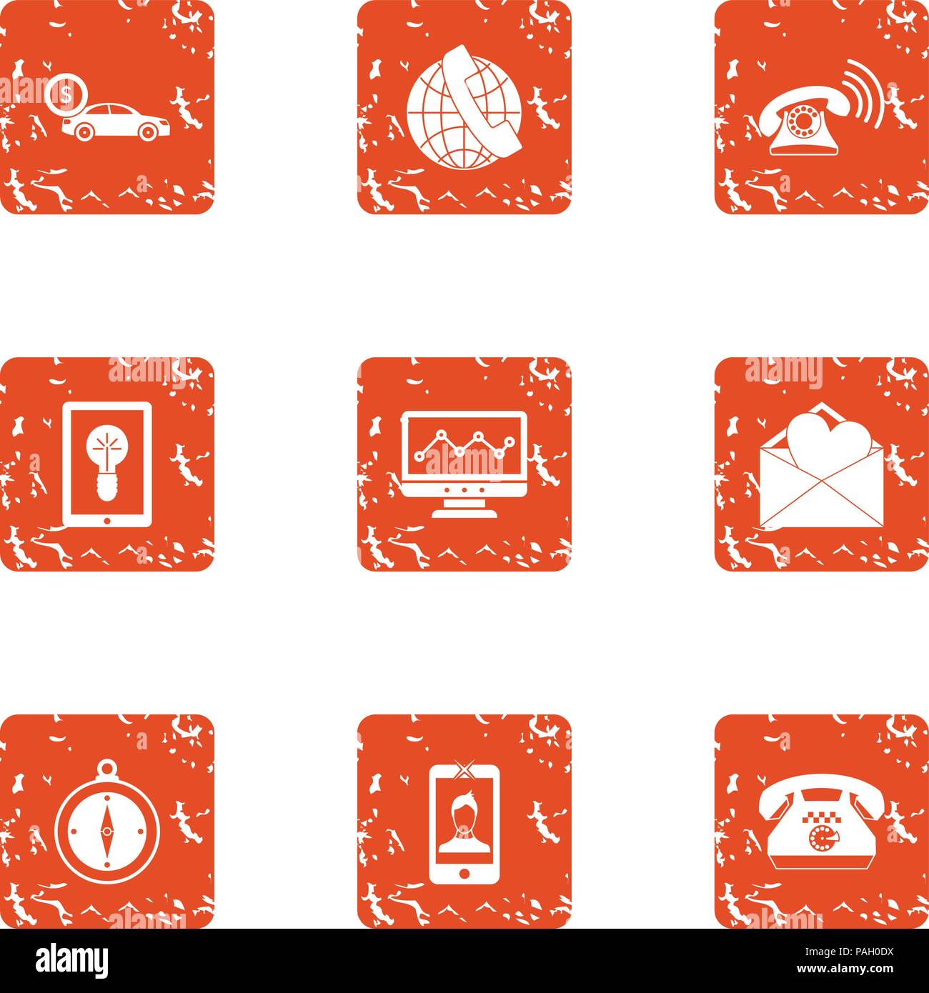 Urban network icons set, grunge style Stock Vector