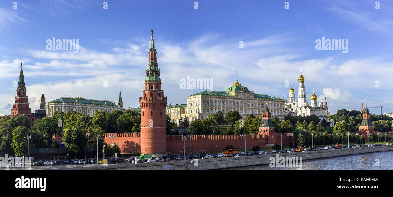 Panorama of the Moscow Kremlin from the bridge Stock Photo