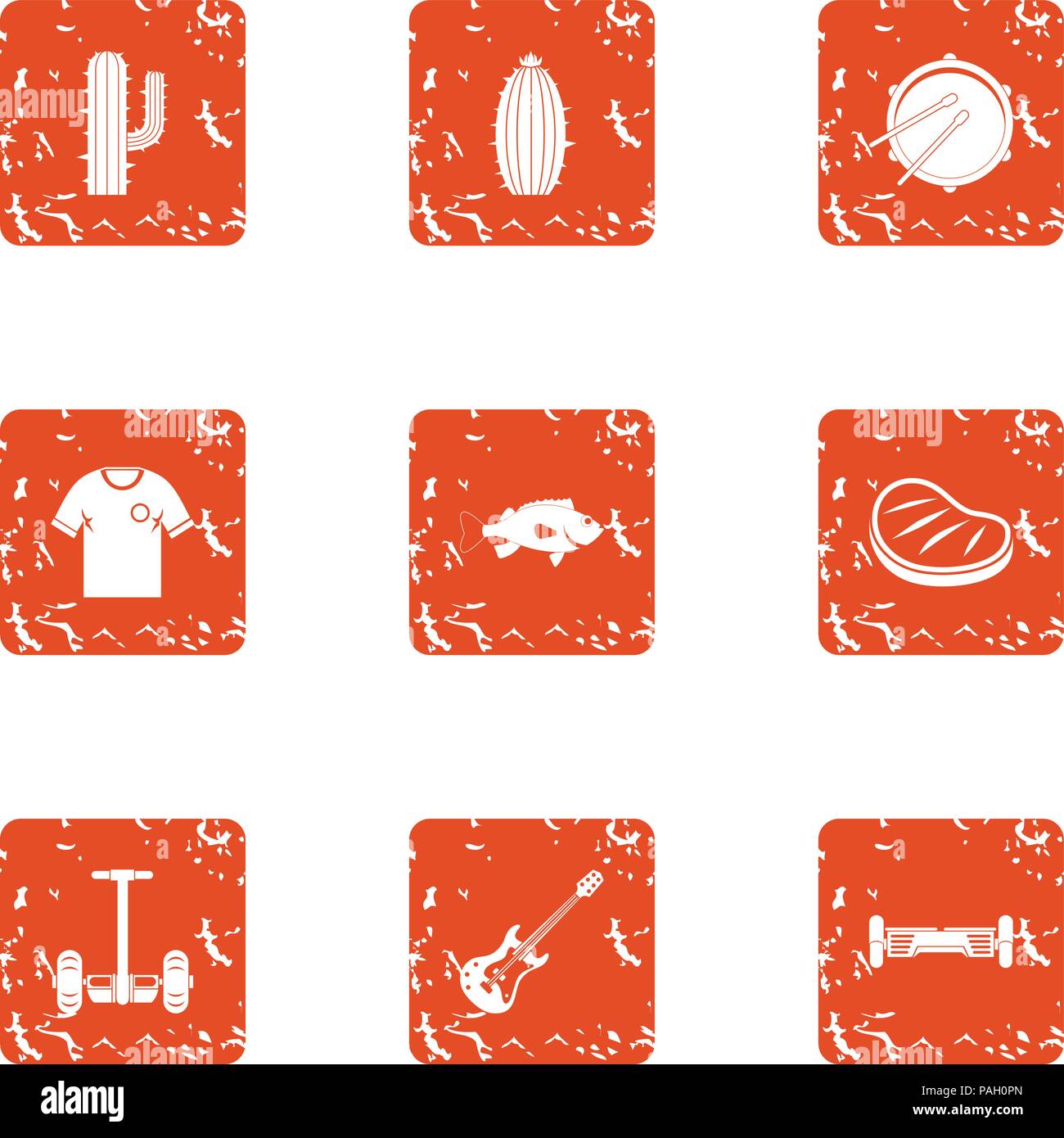 Seedling icons set, grunge style Stock Vector