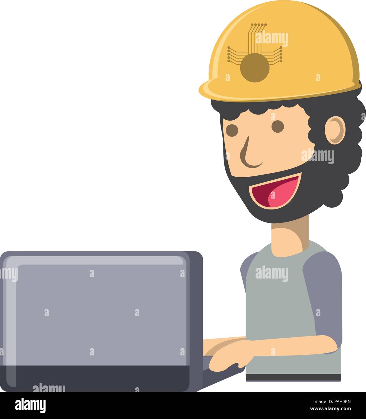cryptocurrency mining design with cartoon man with laptop computer icon  over white background, vector illustration Stock Vector Image & Art - Alamy