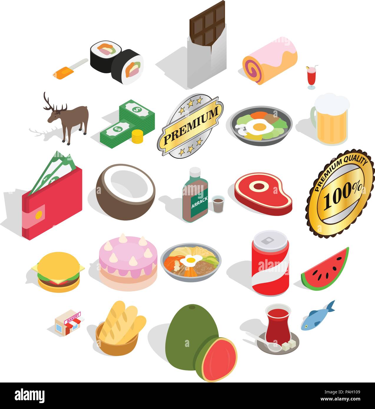 Sandwich icons set, isometric style Stock Vector