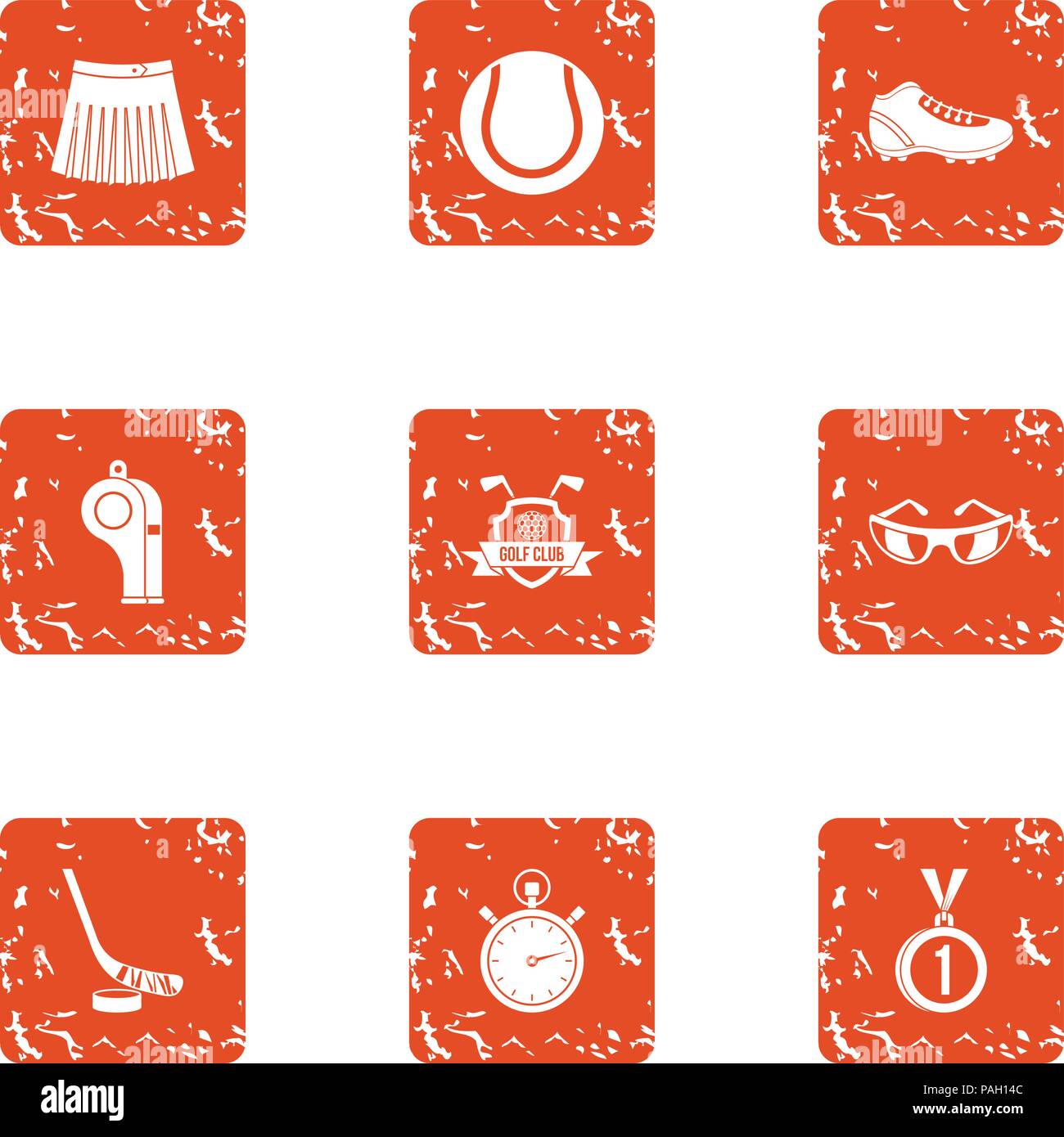 Domination icons set, grunge style Stock Vector