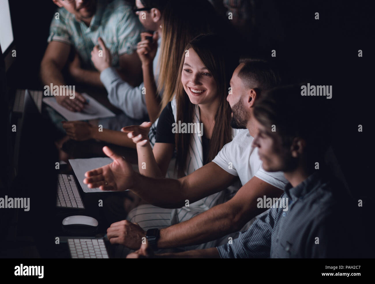 creative business team works overtime Stock Photo