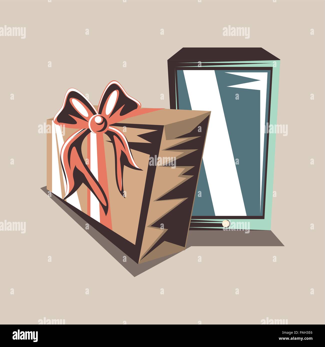 retro shopping cellphone gift box vintage design vector illustration ...