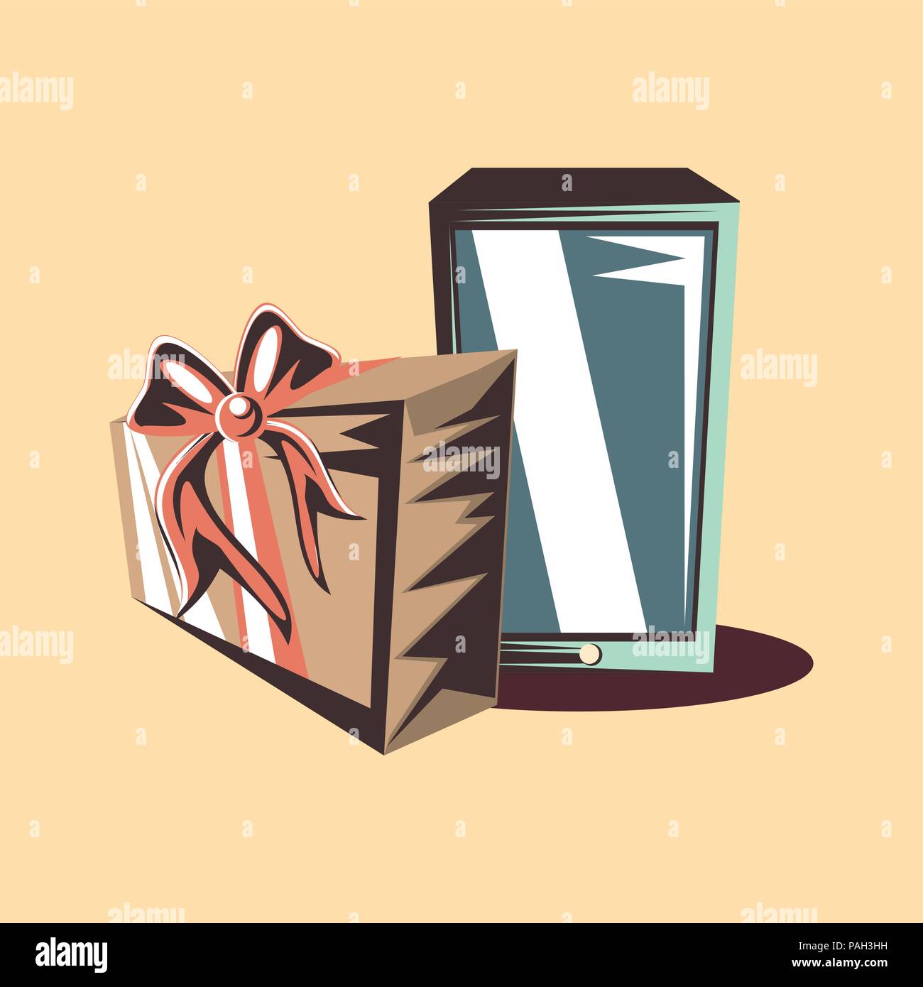 retro shopping cellphone and gift box vector illustration Stock Vector ...