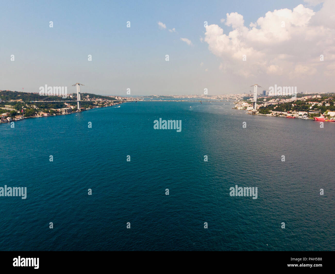 Aerial Drone View of Istanbul Bosphorus, Cengelkoy / Istanbul. Cityscape. Stock Photo