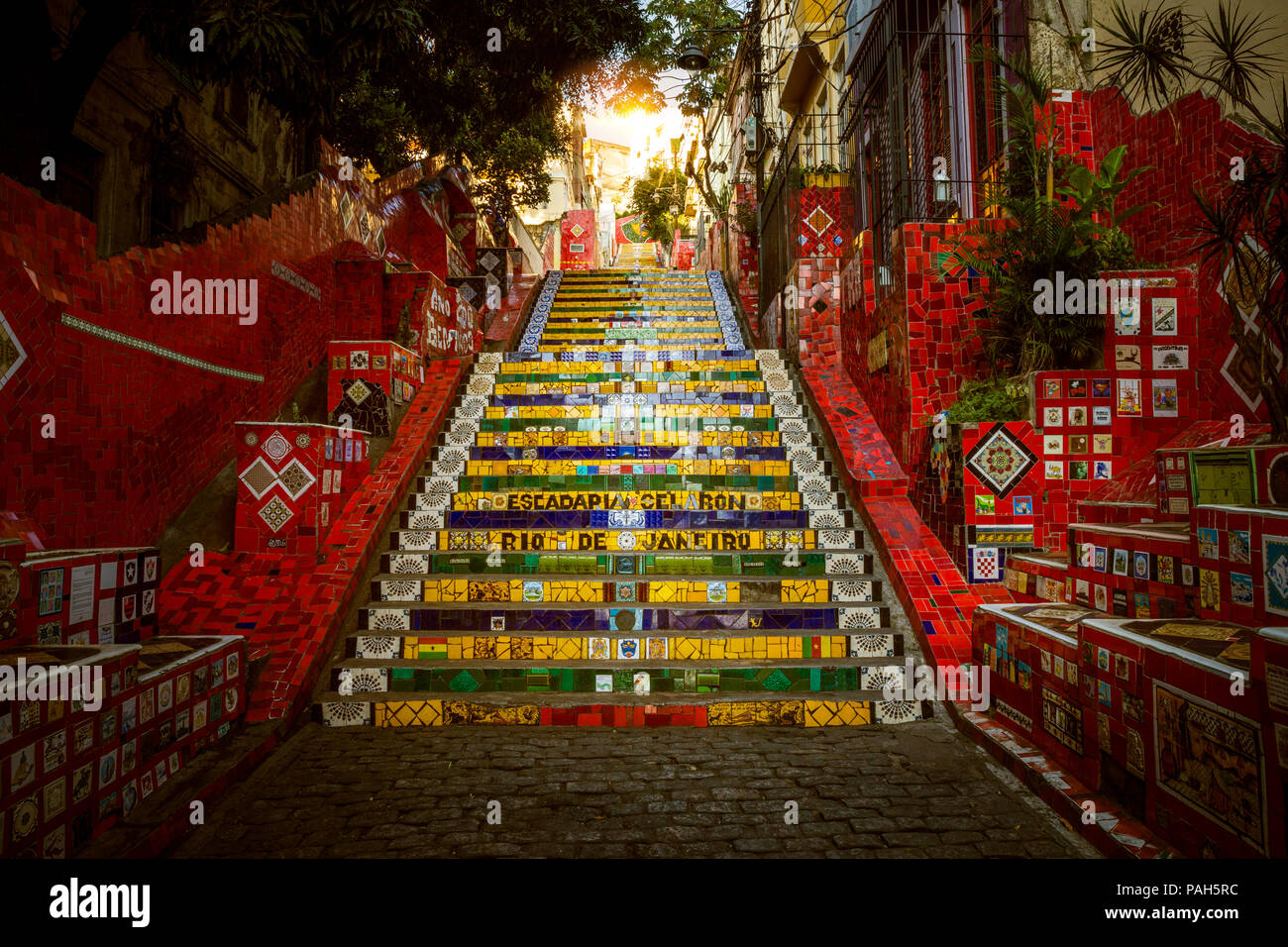 RIO DE JANEIRO - DECEMBER 15, 2017: Colorful Escadaria Selaron created by Chilean artist Jorge Selaron in Rio de Janeiro, Brazil Stock Photo