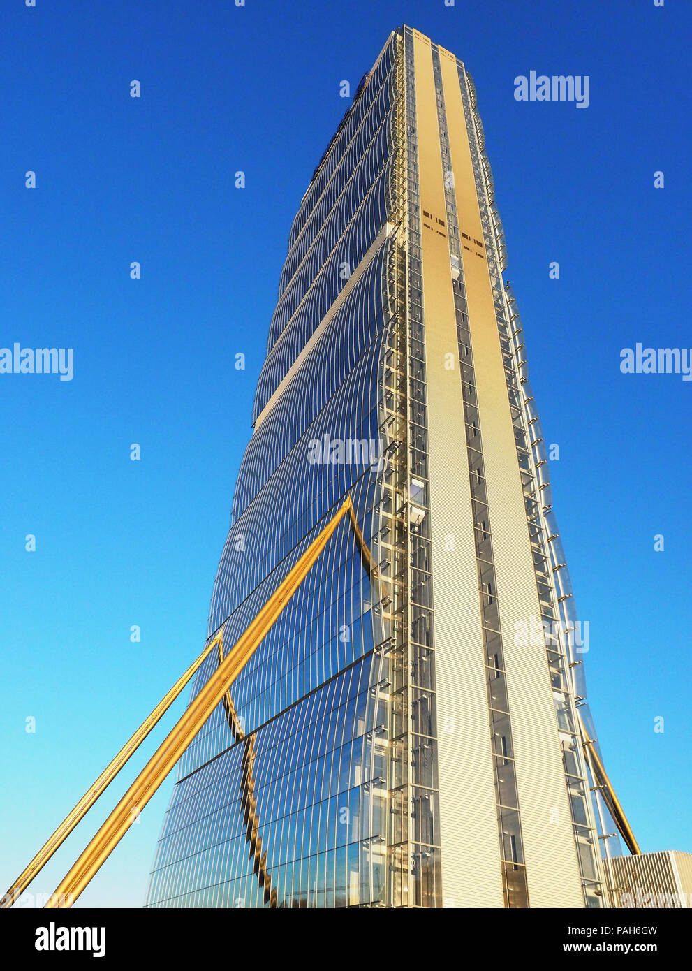 Europe,Italy,Lombardy,Milan,citylife disrtrict,Torre Allianz ( 209m ) designet by Arata Isozaki Stock Photo
