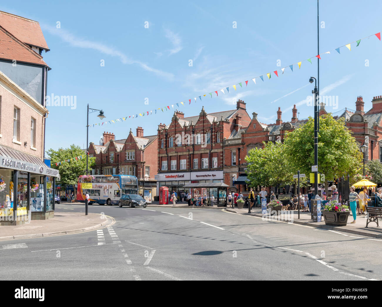 View along the main road through the centre of Lytham, Lancashire Stock Photo