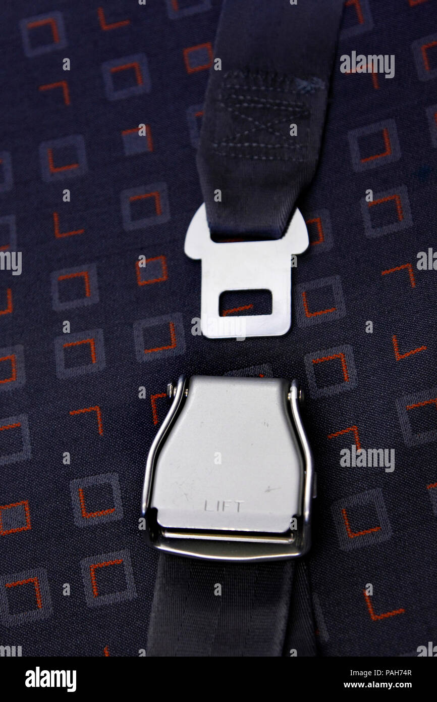 Airplane indoor,safety belt Stock Photo Alamy