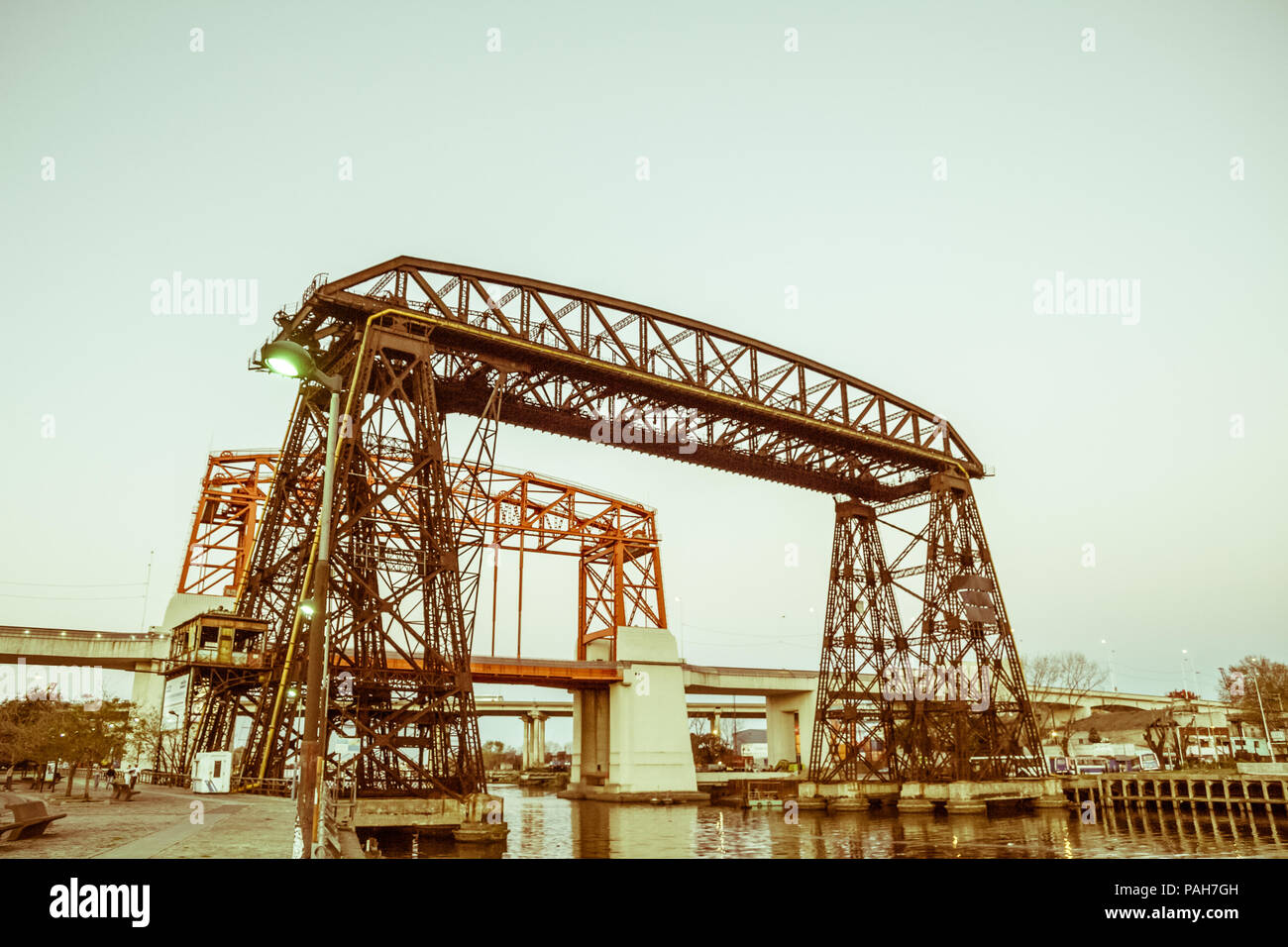 Nicolas Avellaneda Bridge, in La Boca, Buenos Aires, this is a very popular  tourist destination in Buenos Aires, Argentina. Vintage and yesteryear eff  Stock Photo - Alamy