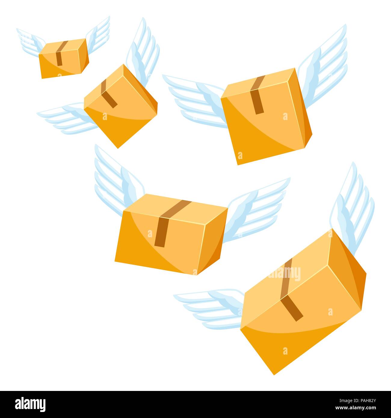 Package boxes with wings Stock Vector Image & Art - Alamy
