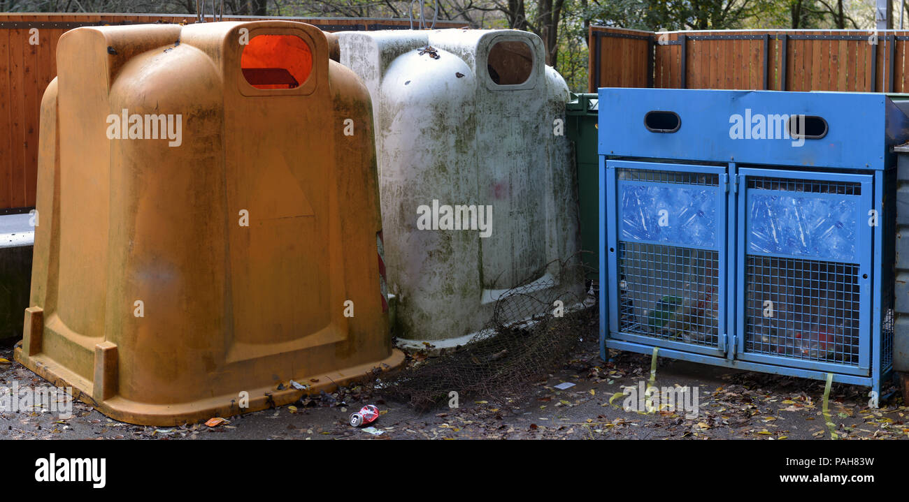 various waste bins for waste separation Stock Photo Alamy