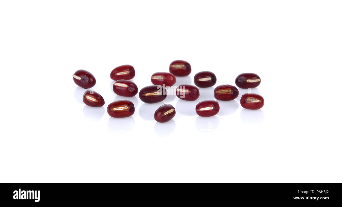 Adzuki Beans, Azuki Beans, red beans on white background Stock Photo