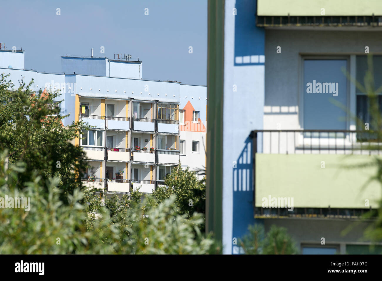 Communist era apartment buildings in Gdansk Zaspa, Poland. July 20th