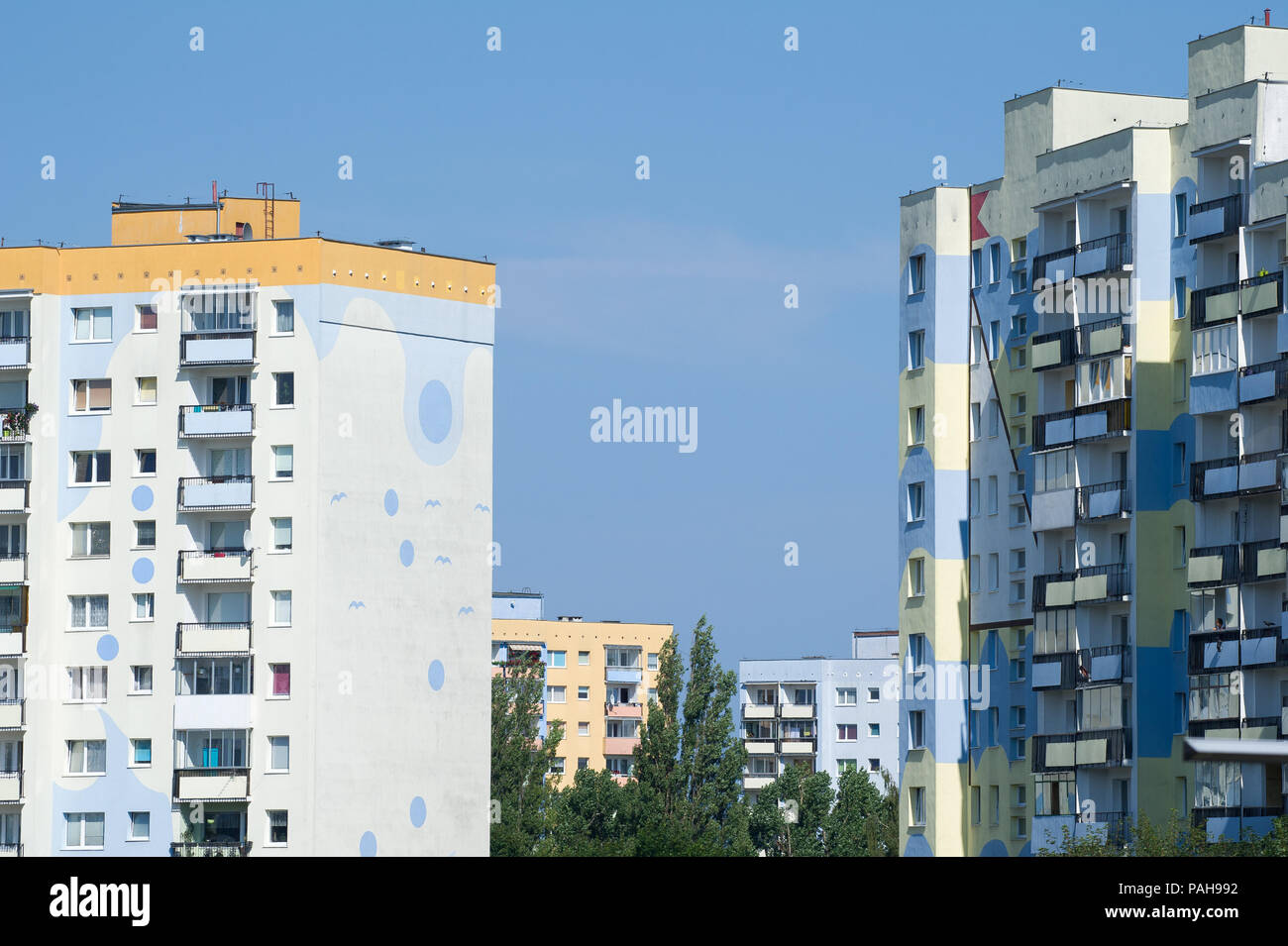 Communist era apartment buildings in Gdansk Zaspa, Poland. July 20th