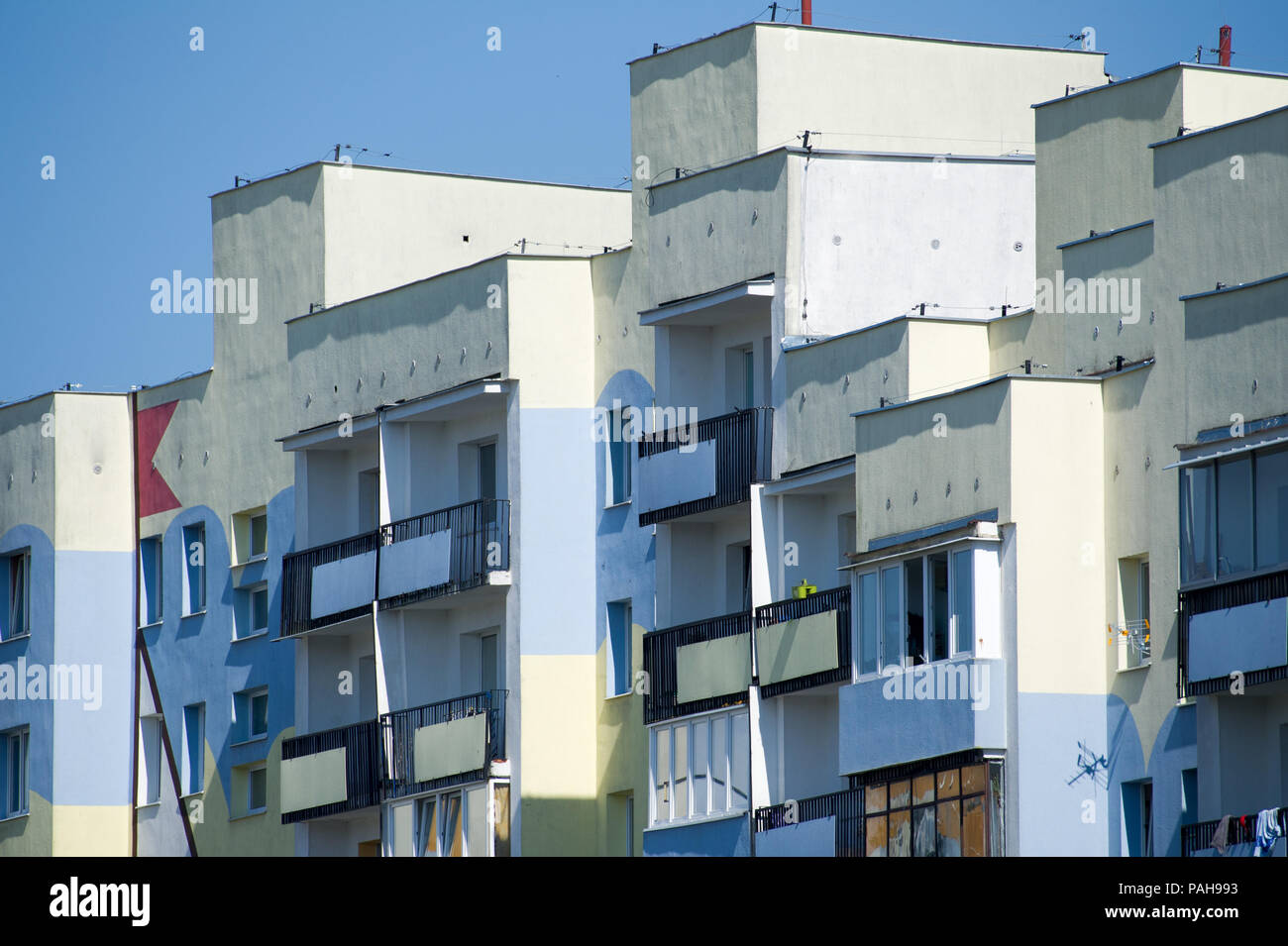 Communist era apartment buildings in Gdansk Zaspa, Poland. July 20th