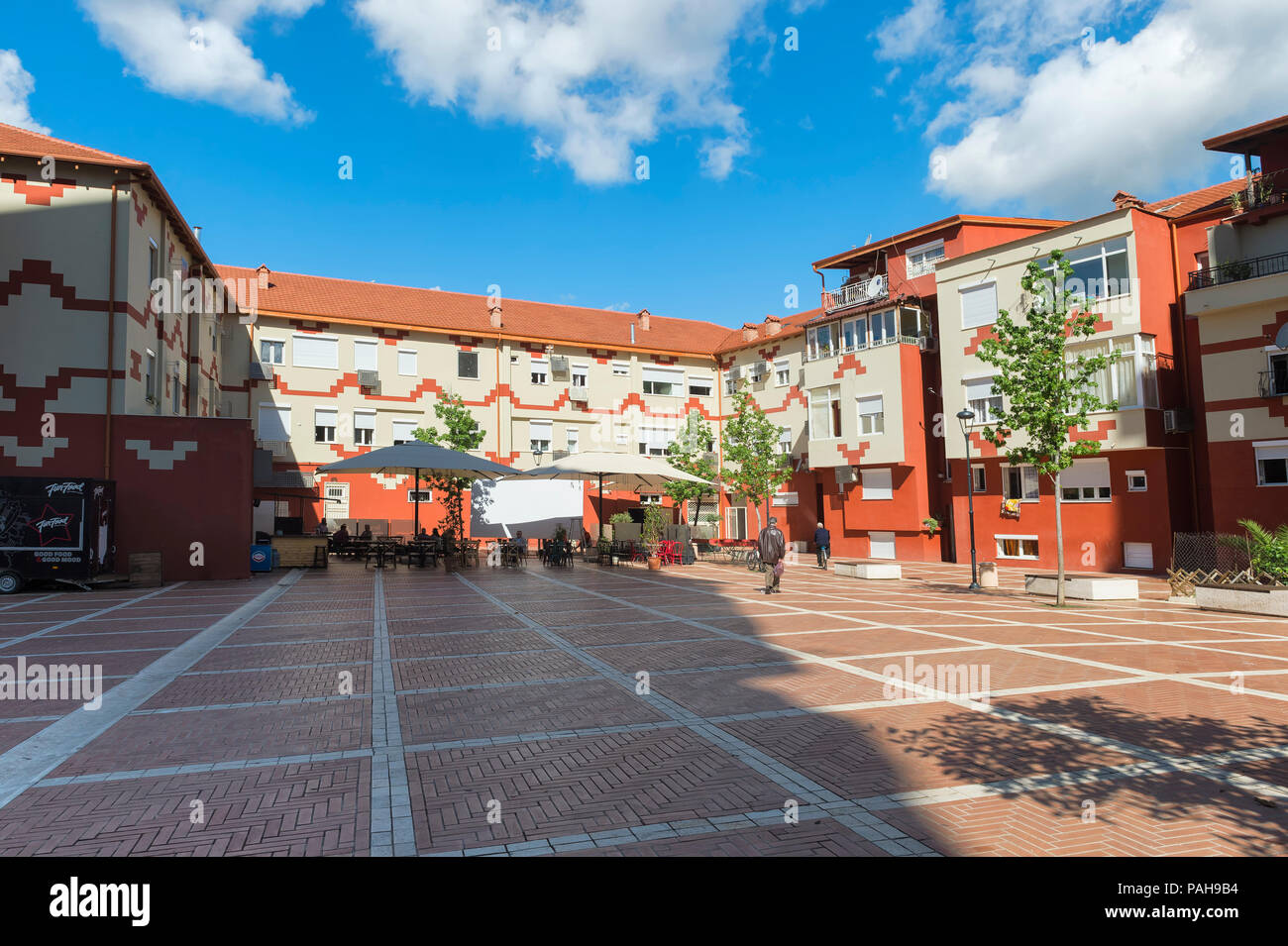 Colourful houses near the New Bazar, Tirana, Albania Stock Photo Alamy