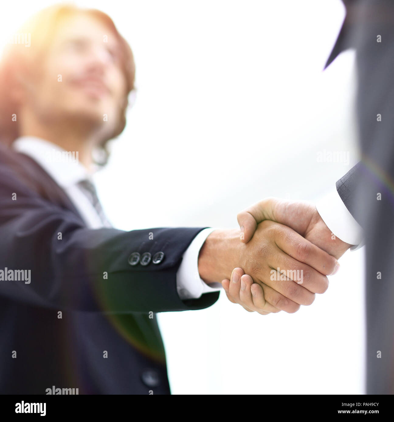 Two businessman shaking hands greeting each other Stock Photo - Alamy