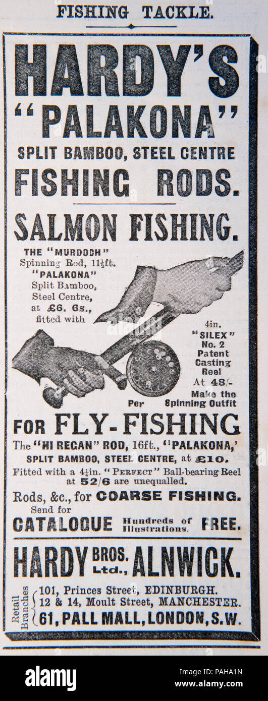 Advert for Hardy Palakona fishing rod. From an old magazine during the  1914-1918 period. UK GB Stock Photo - Alamy