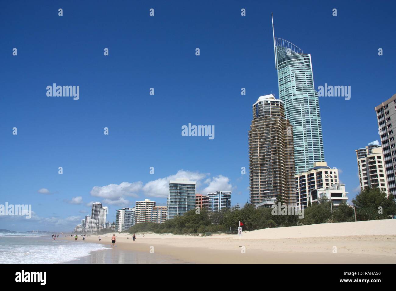 Waterfront skyline with famous Q1 skyscraper - Surfers Paradise city in ...