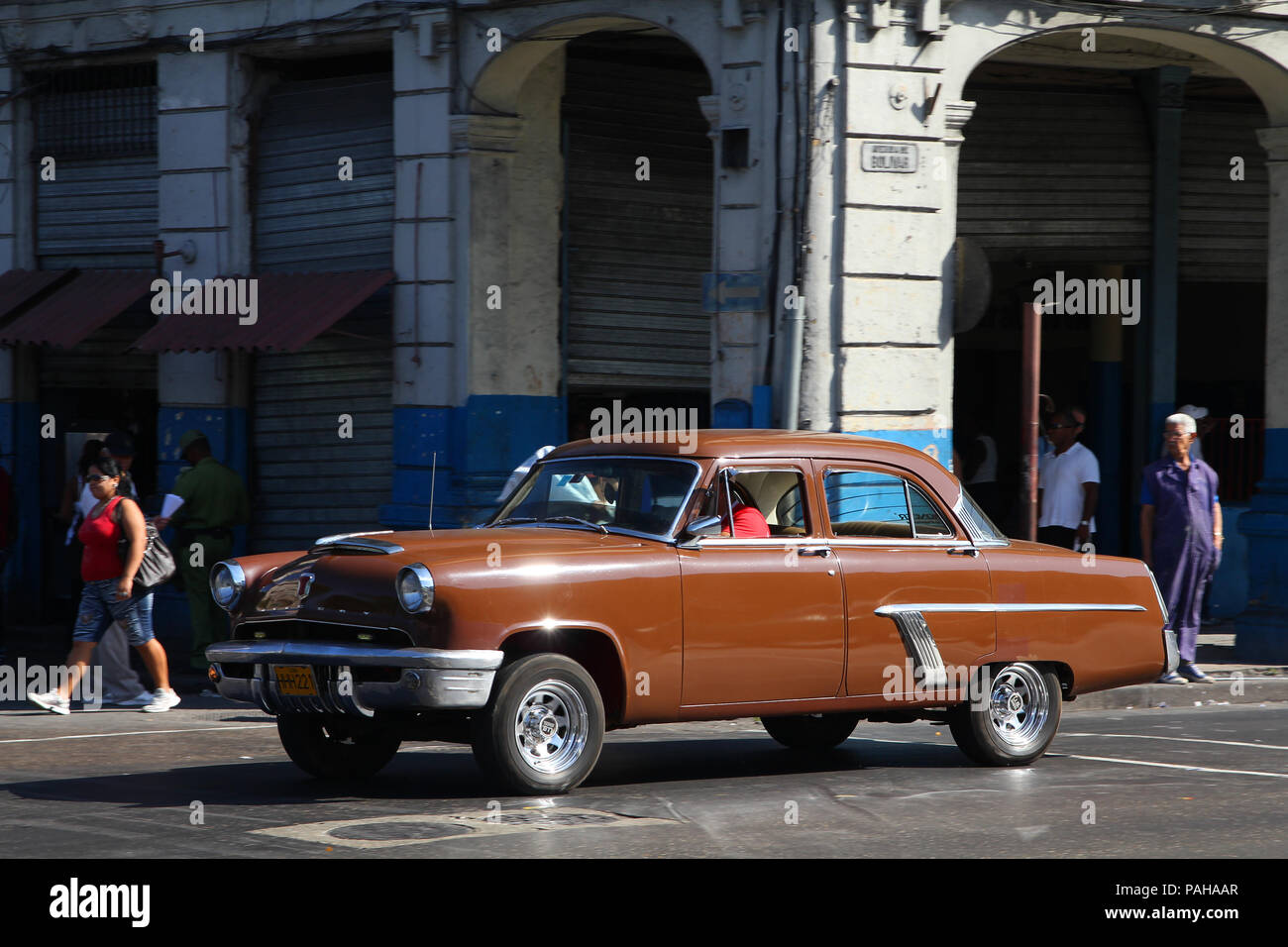 HAVANA - FEBRUARY 24: Classic American Mercury car on February 24, 2011 in Havana. Recent change in law allows the Cubans to trade cars again. Old law Stock Photo