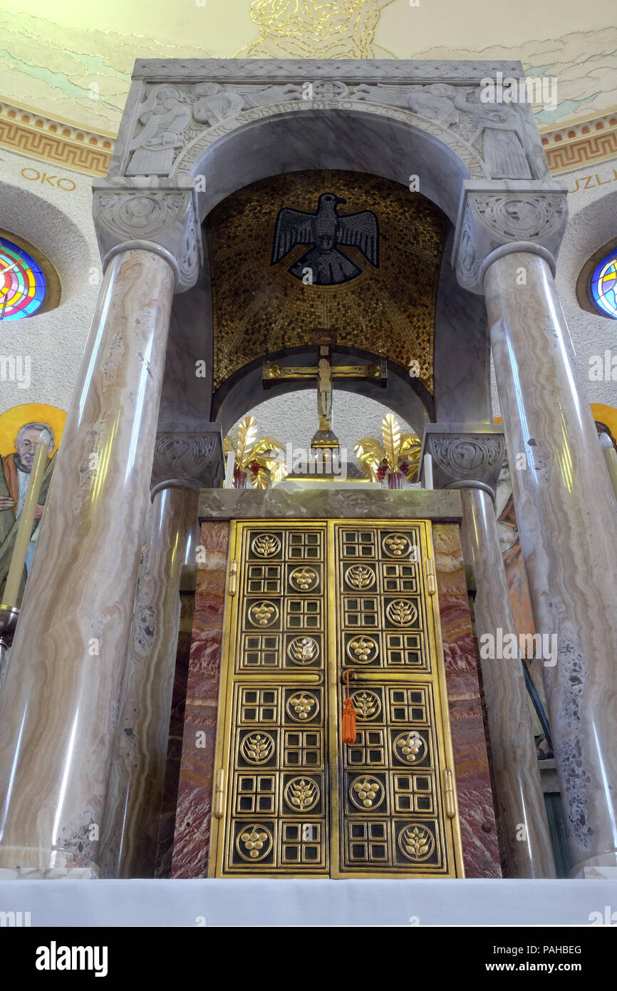 Tabernacle on the main altar in Saint Blaise church in Zagreb, Croatia Stock Photo