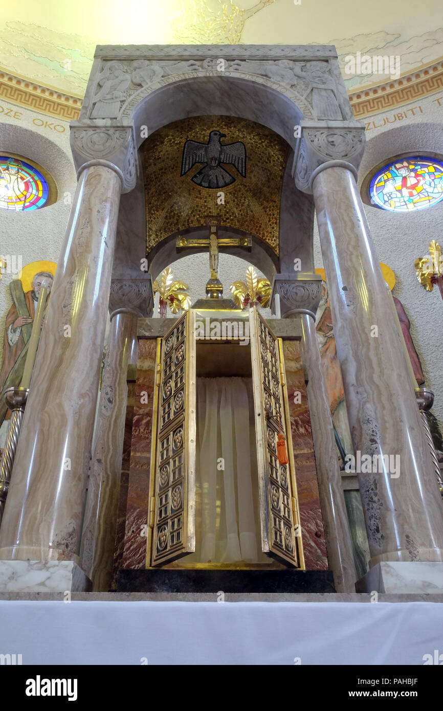 Tabernacle on the main altar in Saint Blaise church in Zagreb, Croatia Stock Photo