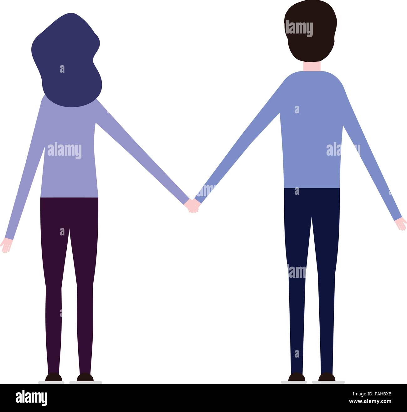 Man and woman holding hands on a white background Stock Vector Image ...