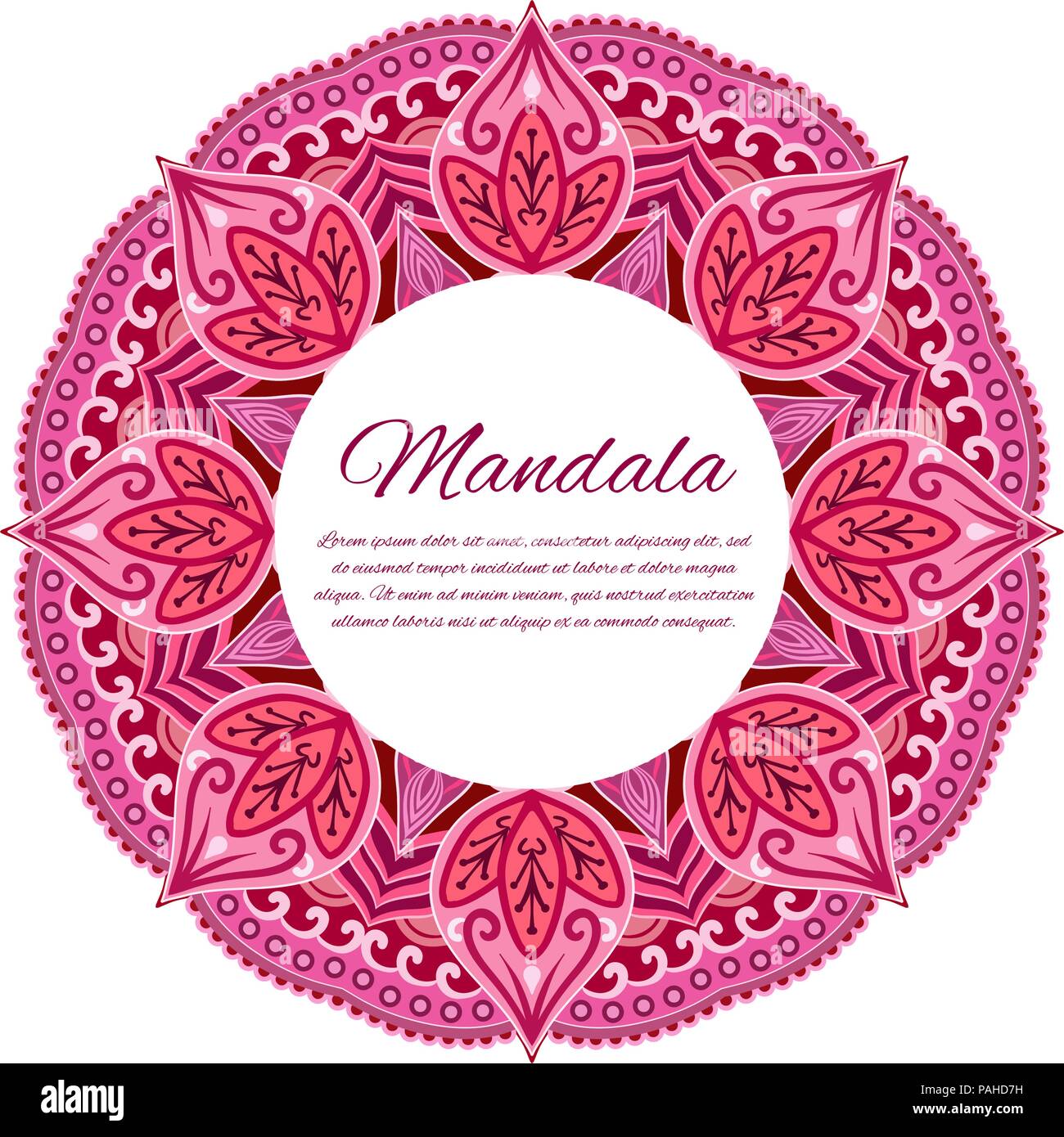 Card with mandala. Card or invitation. Red wedding Stock Vector Image ...