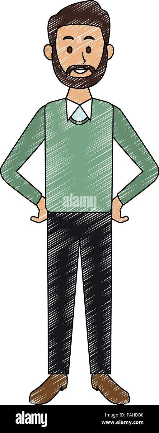Young man with beard and casual clothes cartoon vector illustration ...