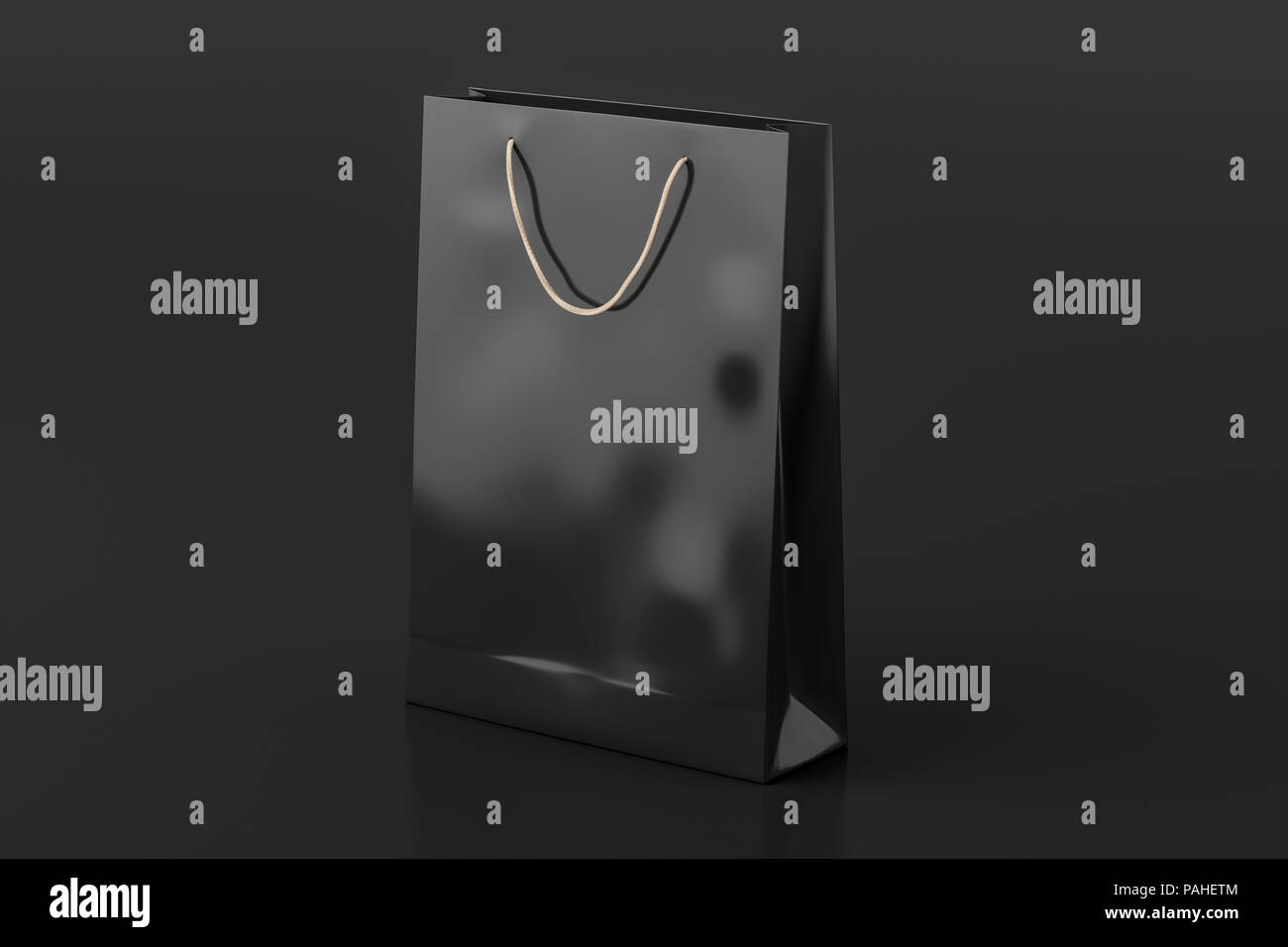 Black shopping bag on dark background. 3d illustration Stock Photo - Alamy