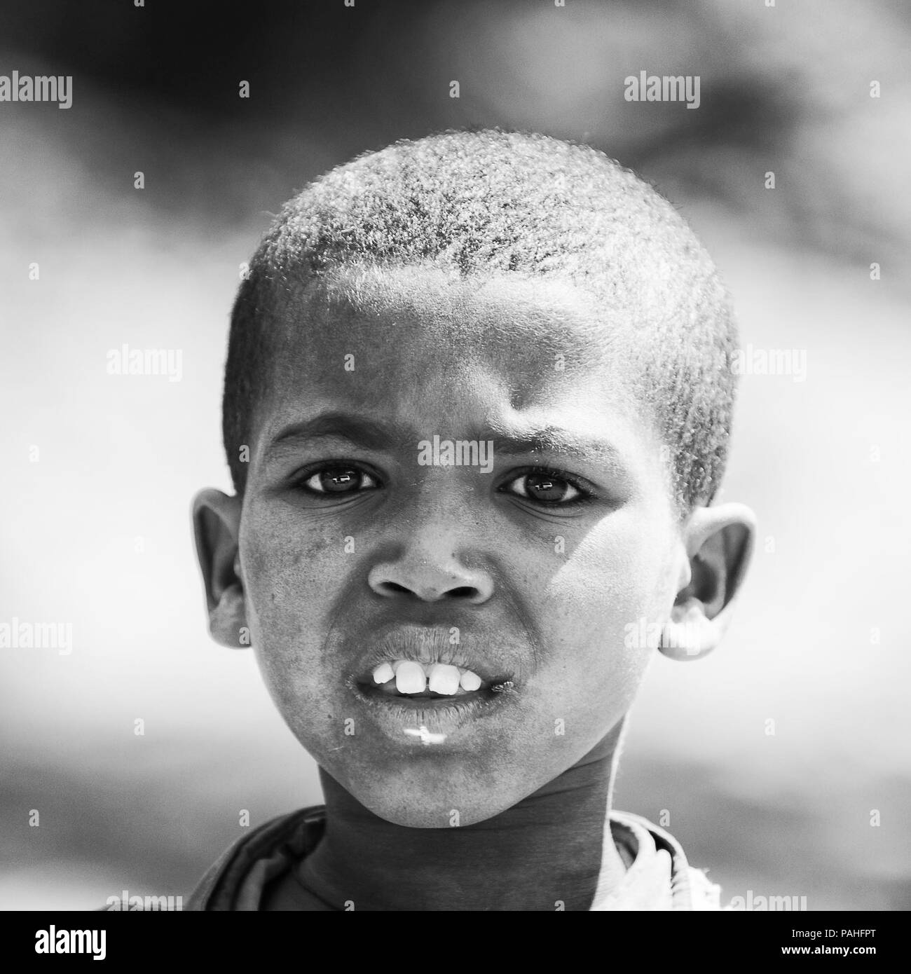 AKSUM, ETHIOPIA - SEP 28, 2011: Portrait of an unidentified Ethiopian ...