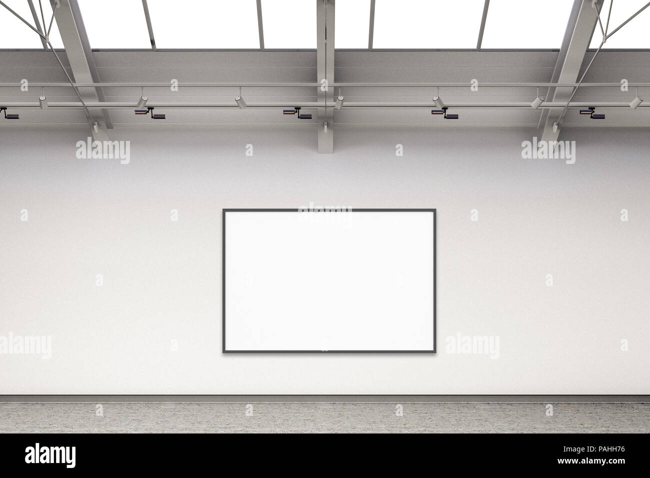 Download Empty Gallery Interior With Blank Horizontal Exhibition Banner Mockup With Clipping Path Around Blank Poster 3d Illustration Stock Photo Alamy PSD Mockup Templates