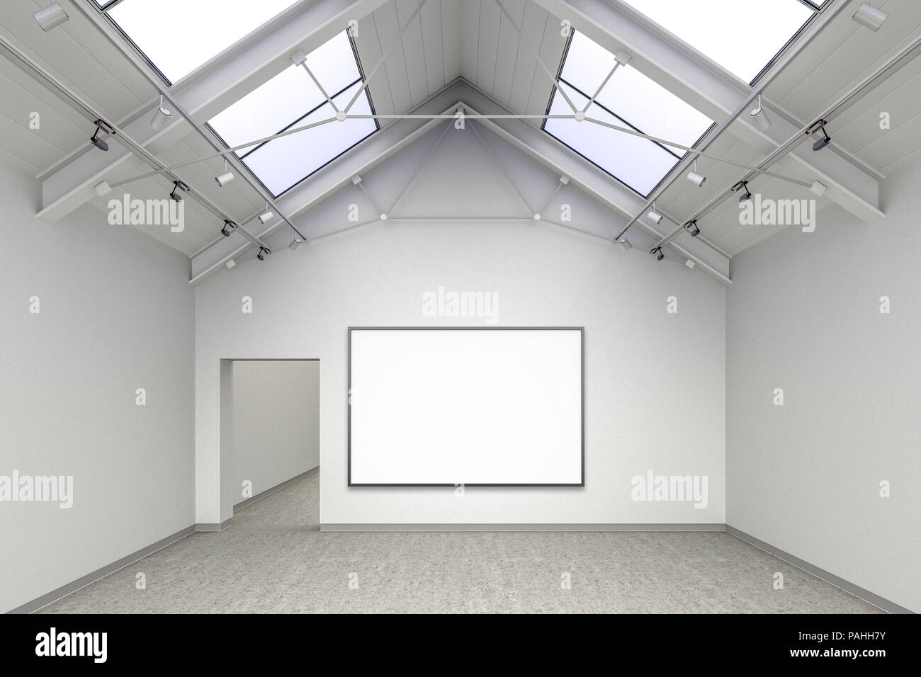 Download Empty Gallery Interior With Blank Horizontal Exhibition Banner Mockup With Clipping Path Around Blank Poster 3d Illustration Stock Photo Alamy PSD Mockup Templates