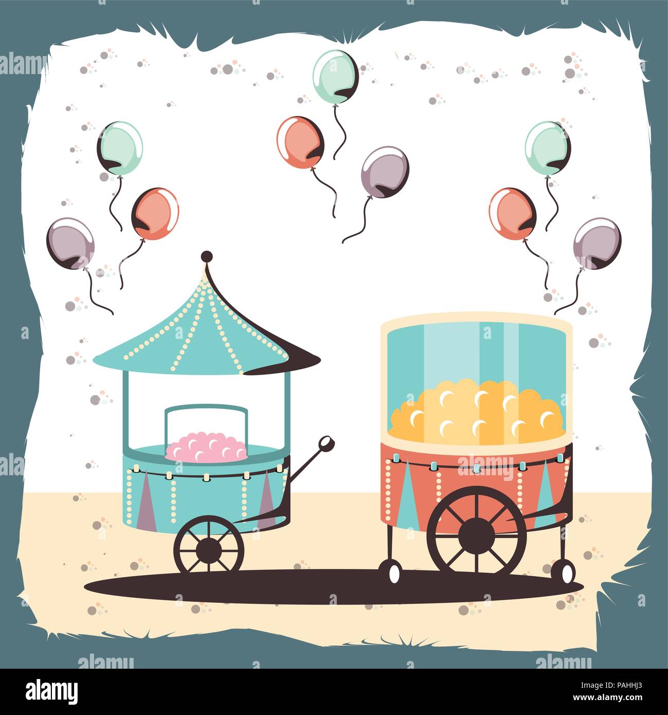 carnival cotton candy and pop corn shop vector illustration design ...