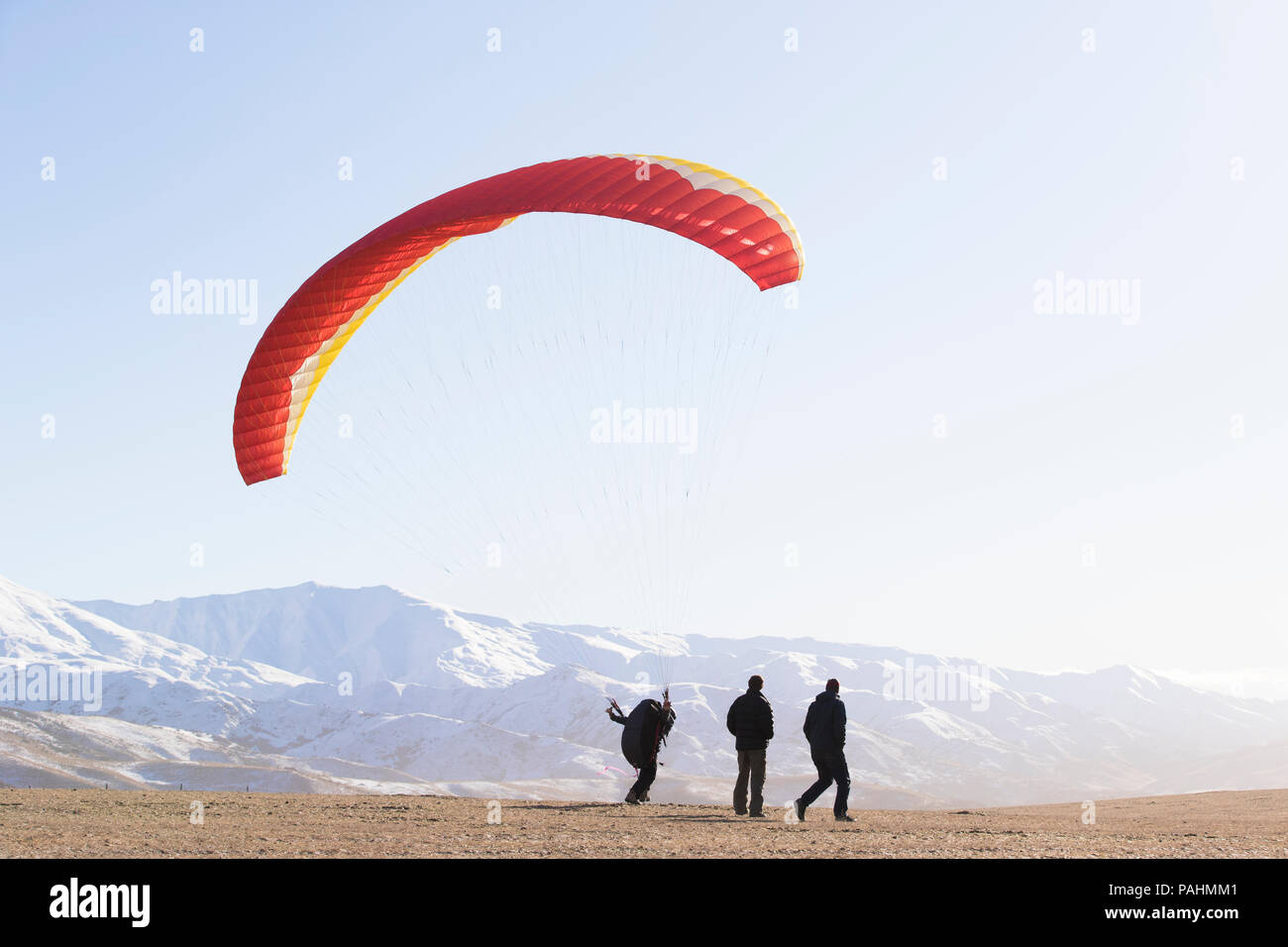 Learning to Paraglide in New Zealand Stock Photo