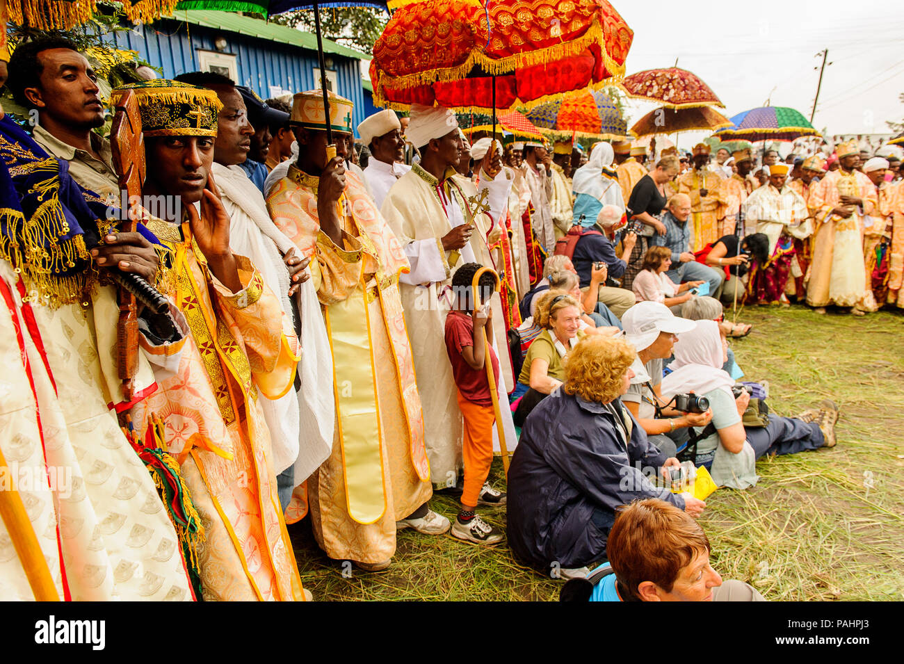 LALIBELA, ETHIOPIA - SEP 27, 2011: Unidentified Ethiopian people with