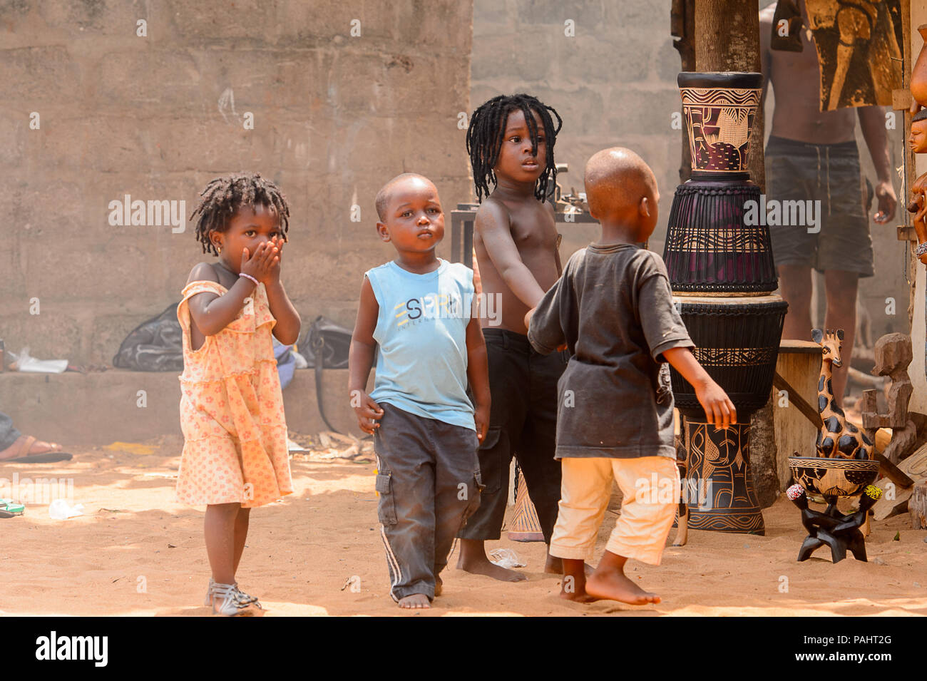 LOME, TOGO MAR 9, 2013 Unidentified Togolese children play in the