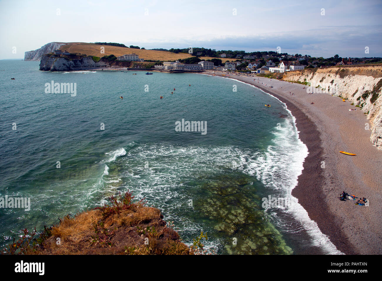 Chalk, Stack, Cliffs, Freshwater Bay, Isle of Wight, England, UK Stock