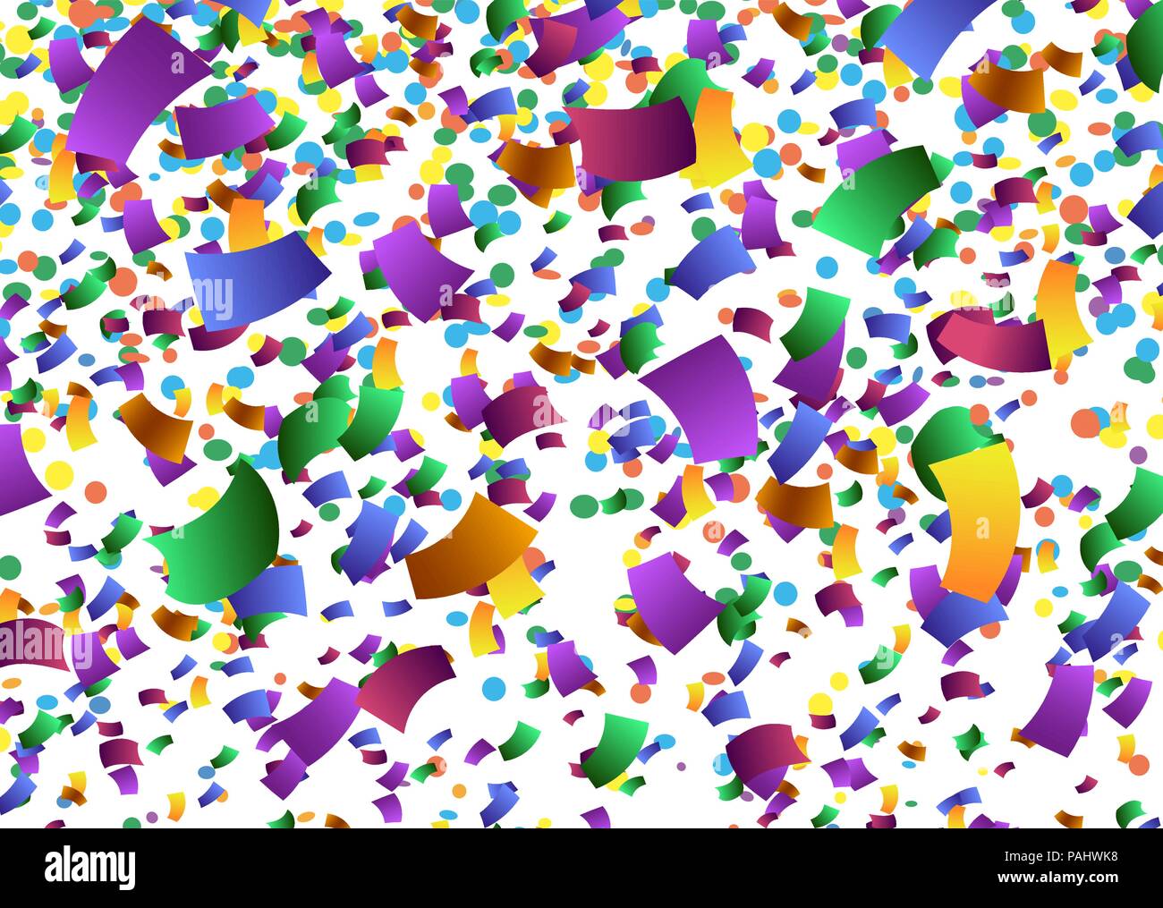 colorful confetti falling down against white background vector