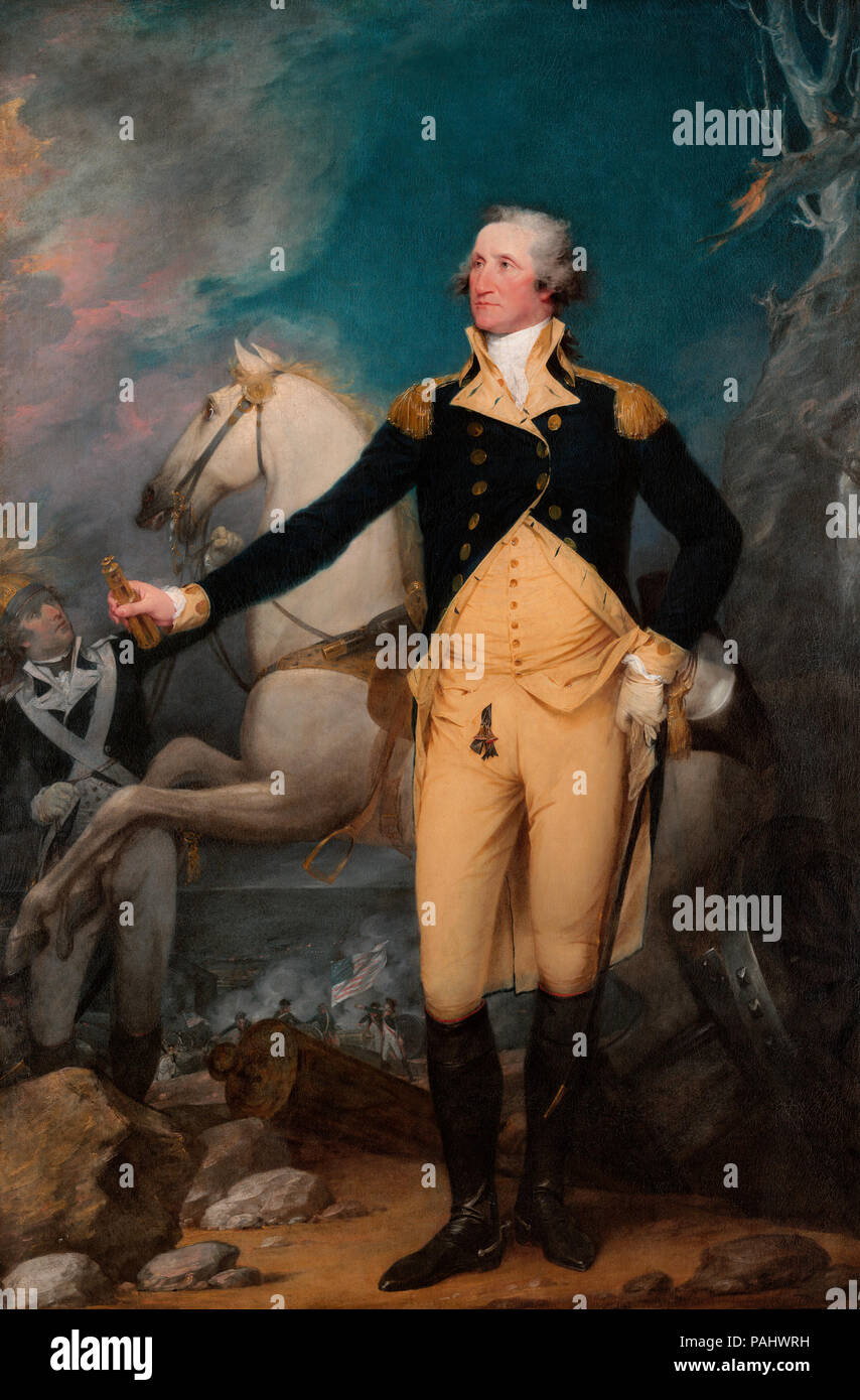 General George Washington at Trenton on the night of January 2, 1777, after the Battle of the Assunpink Creek, also known as the Second Battle of Trenton, and before the Battle of Princeton. John Trumbull, 1792 Stock Photo