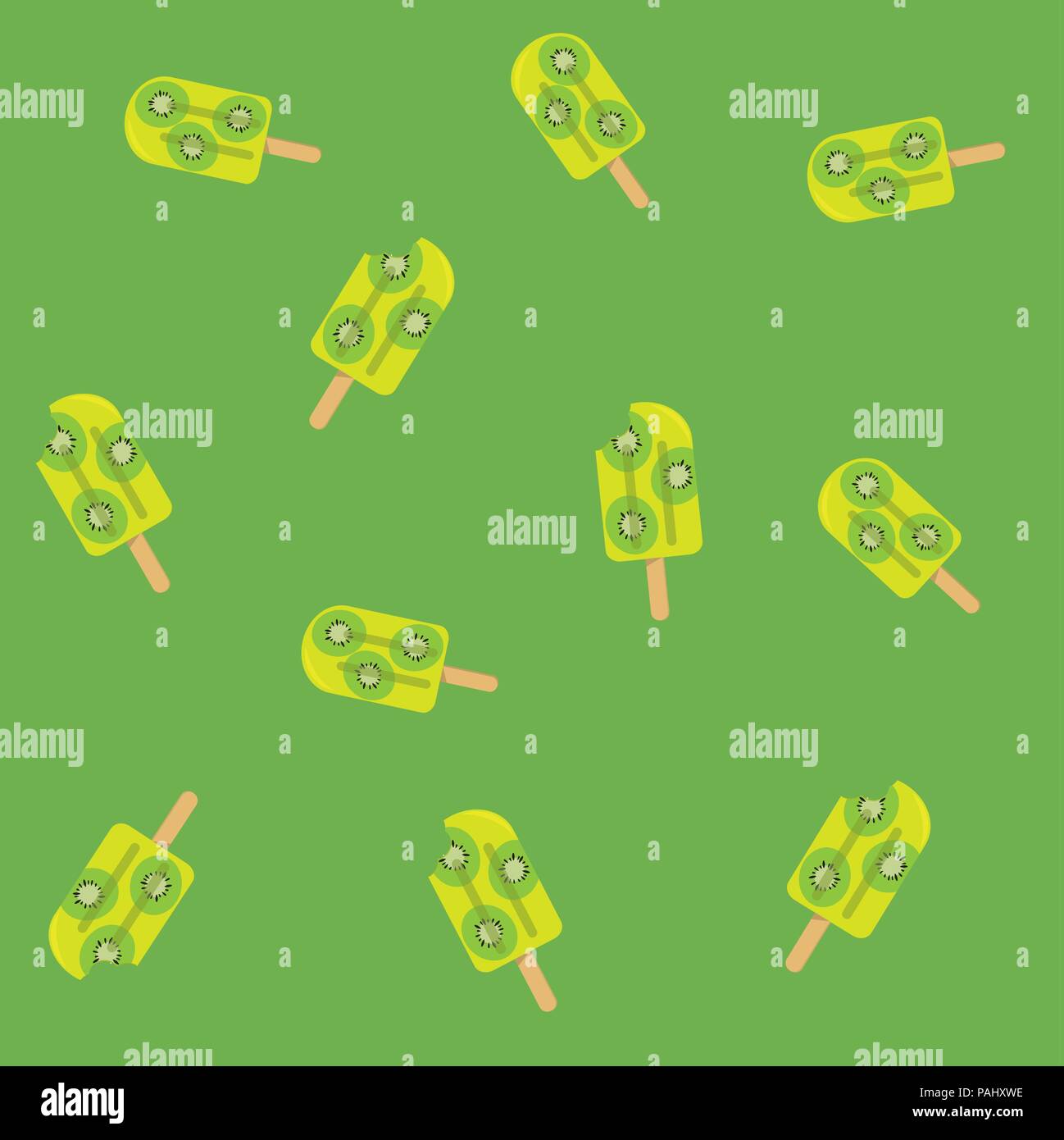 vector green kiwi Popsicle ice cream seamless background Stock Vector