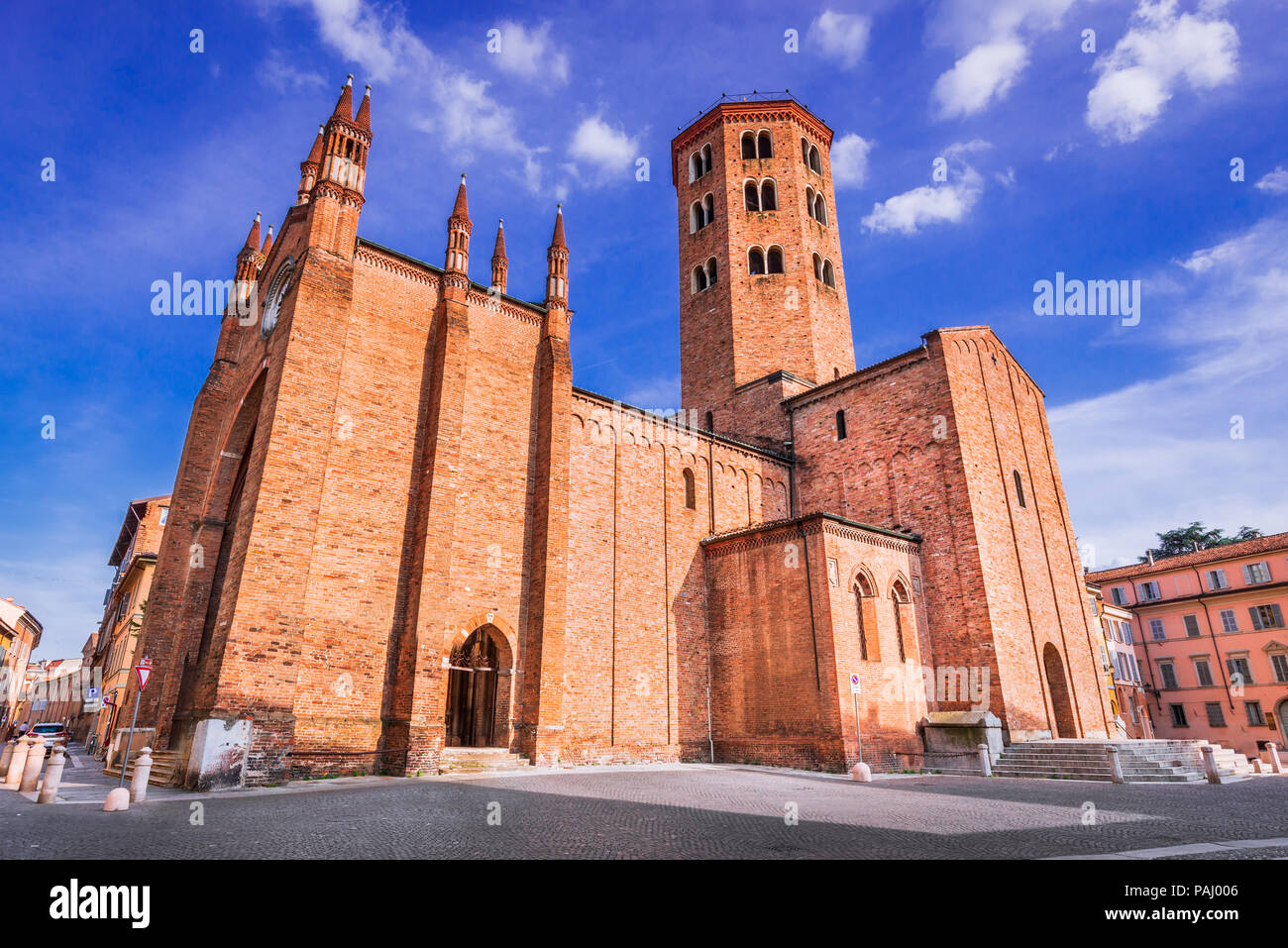 Piacenza, Italy. Basilica of St. Anthony famous for pilgrimage route in Emilia-Romagna. Stock Photo