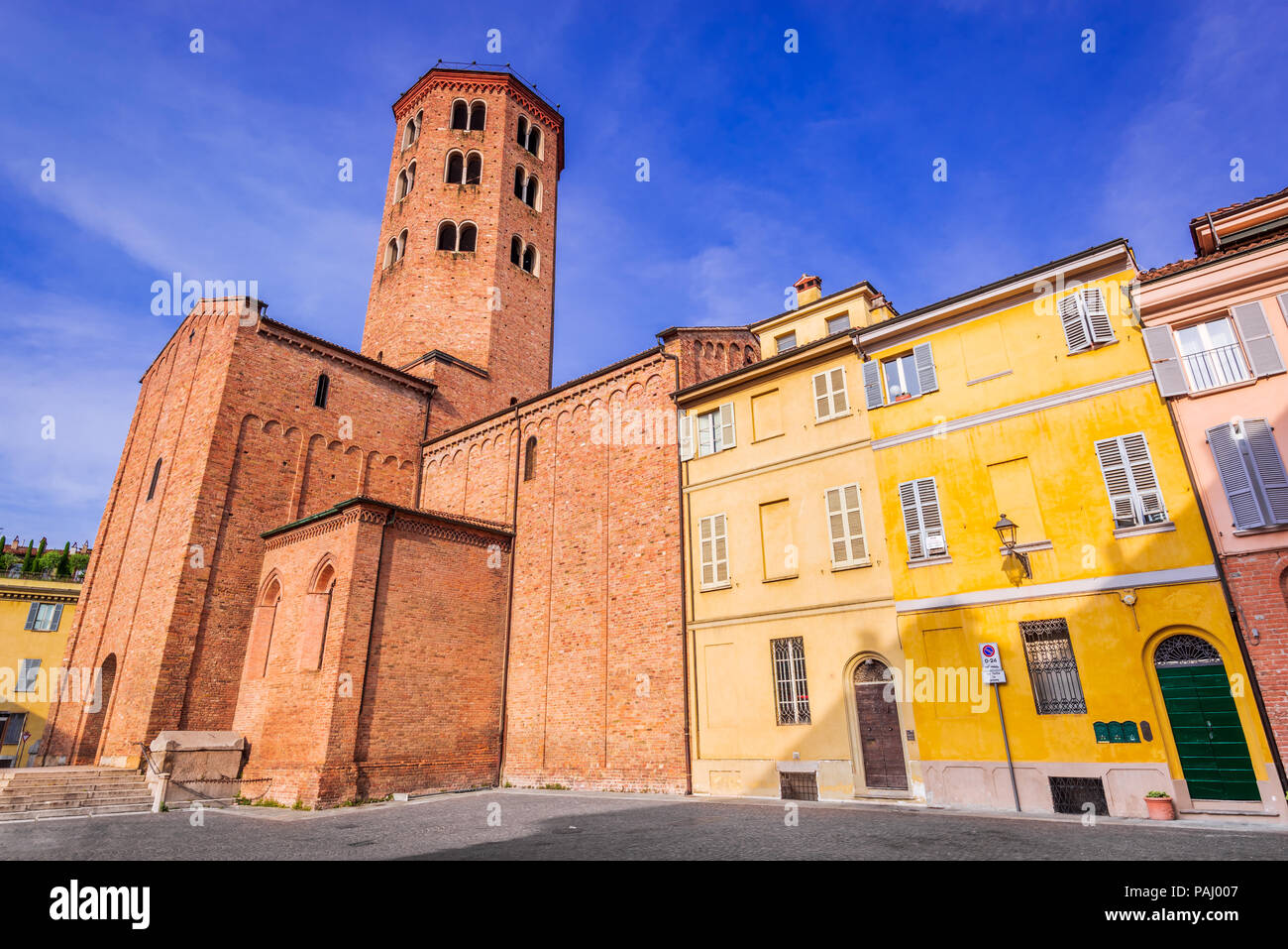 Piacenza, Italy. Basilica of St. Anthony famous for pilgrimage route in Emilia-Romagna. Stock Photo