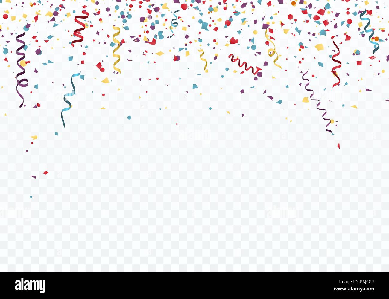 Celebration or festival background template with falling confetti and  ribbons. Vector illustration isolated on transparent background Stock  Vector Image & Art - Alamy