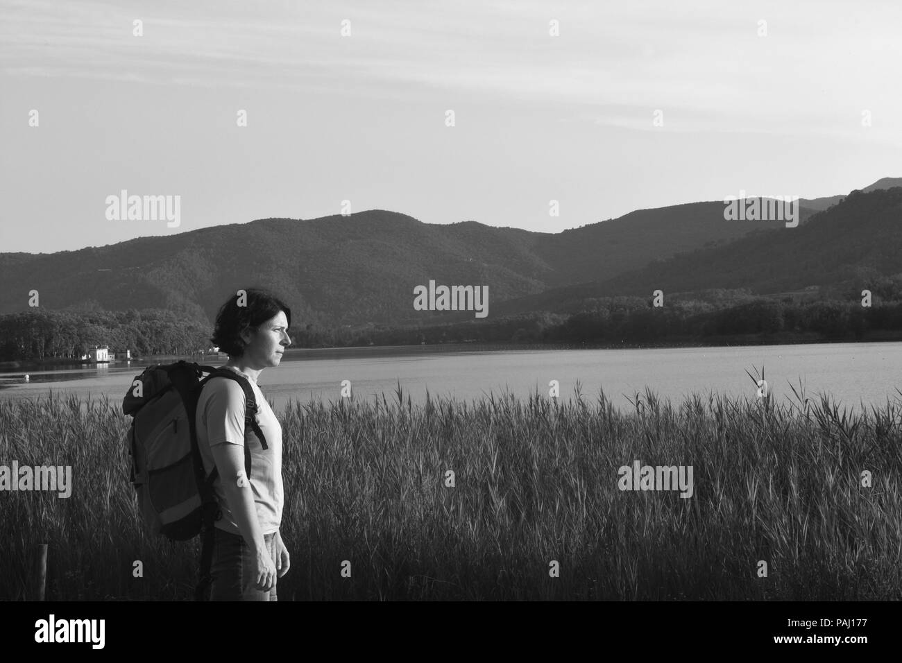 Female hiker Black and White Stock Photos & Images - Alamy