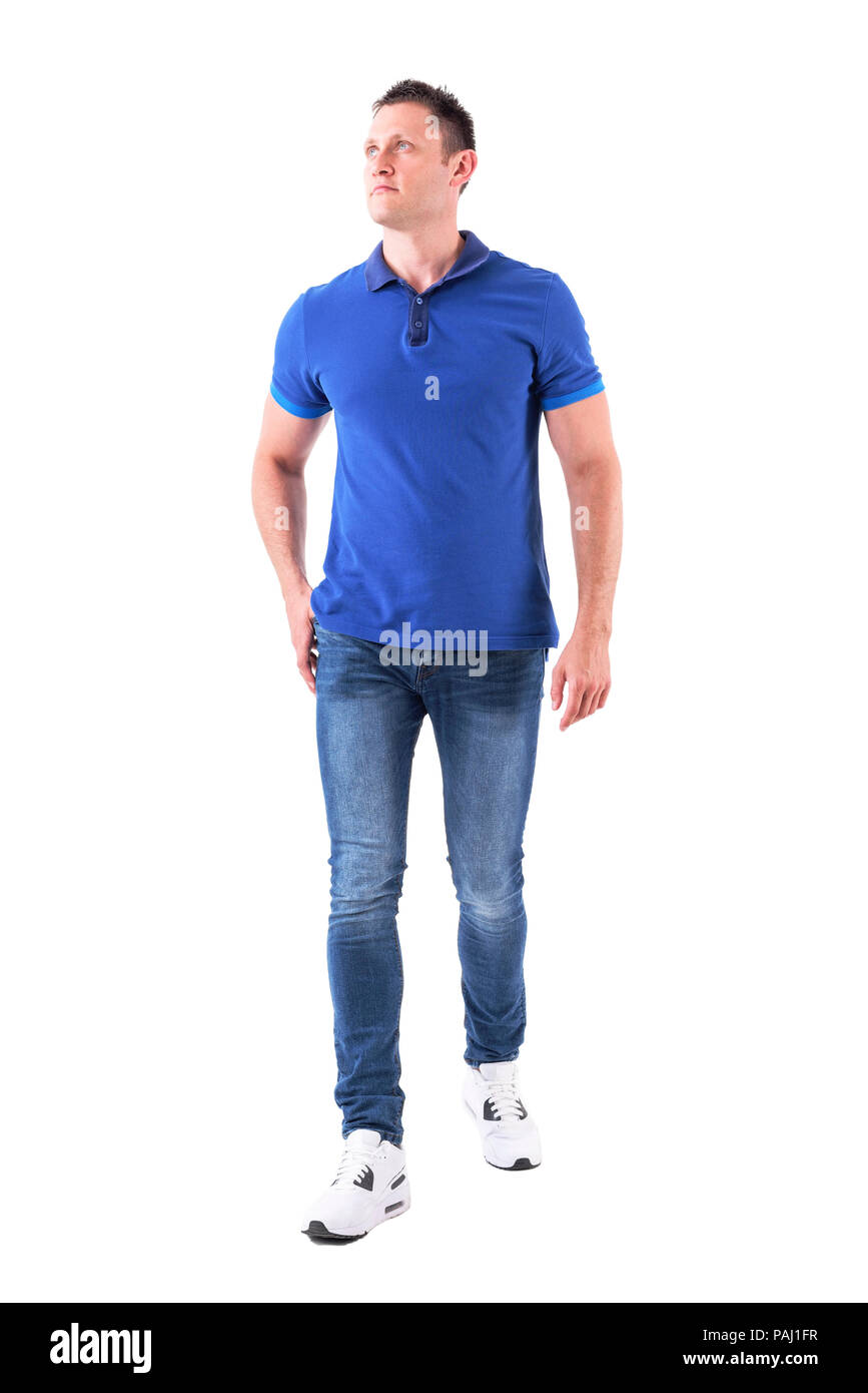 young casual man full body in a white background Stock Photo - Alamy