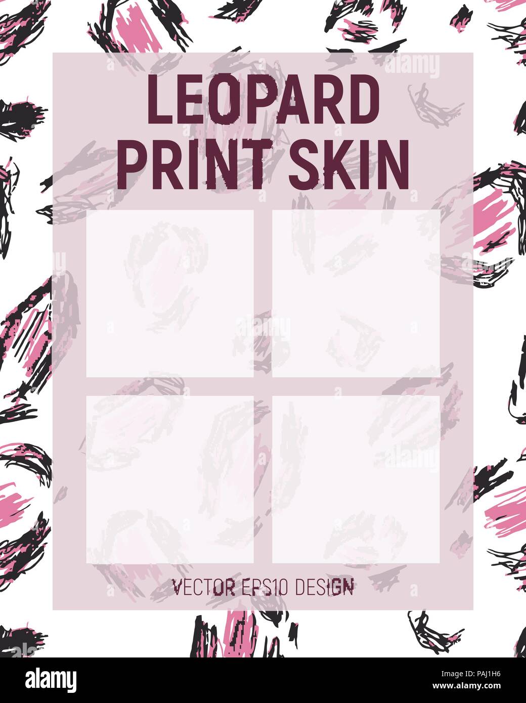 Pink leopard print skin. Leaflet template. Vector illustration. Stock Vector